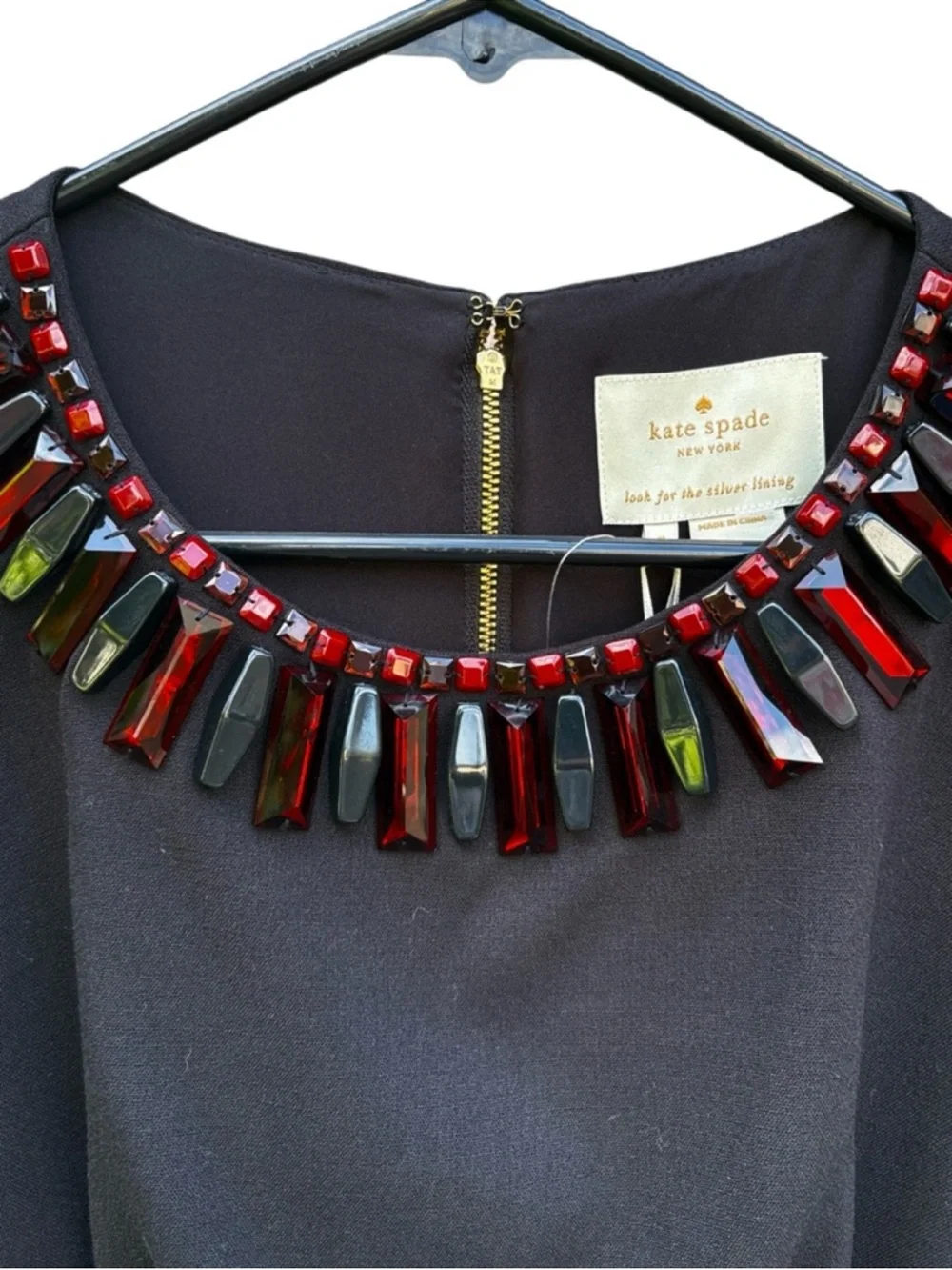 NWT Kate Spade Diane Beaded Neckline Sheath Dress Black Size 8 Retail $428.00